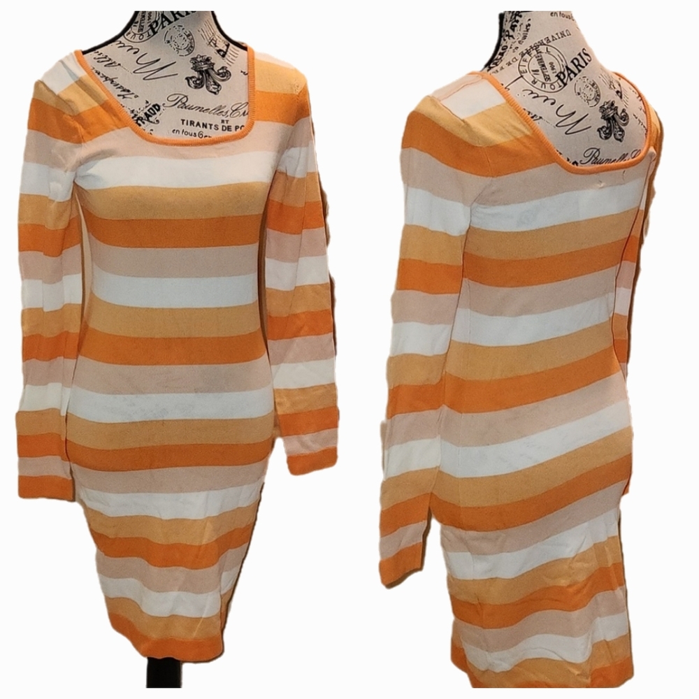 NWOT ❗️  ontwelfth fall orange white cream mini sweater knit dress small size